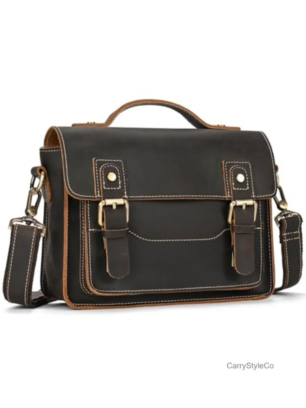 Genuine Leather Messenger Bag Laptop Crossbody Satchel for Men Work Travel
